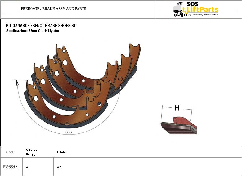 Jeu Mâchoires de frein ( x4 ) SELECTRON FG5552