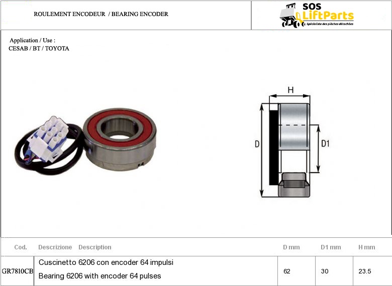 Roulement encodeur SELECTRON GR7810CB